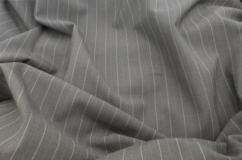 Vászonszövésű barna csíkos 96% gyapjú, 4% elasztán